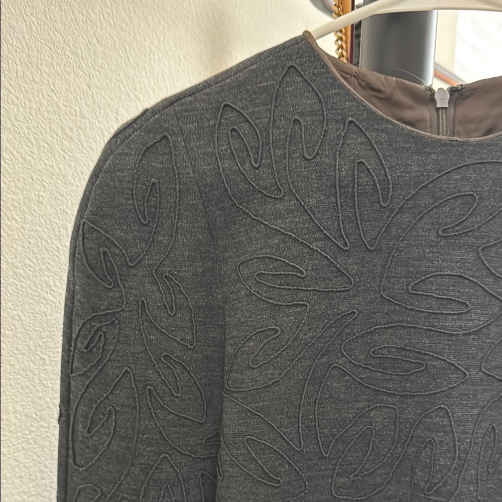 Carmen Marc Valvo Gray Crewneck Dress